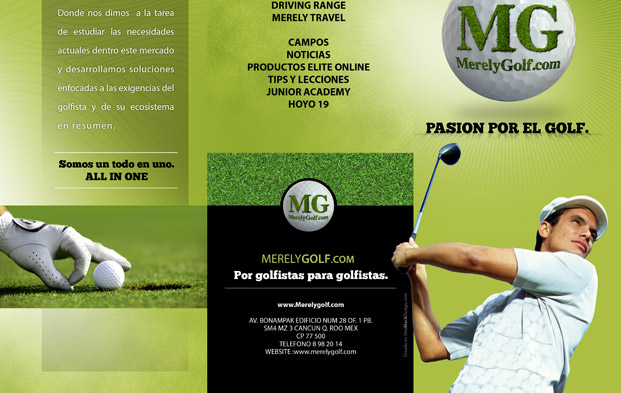 Merely Golf Cancun - Diseño de imagen para folletos informativos.